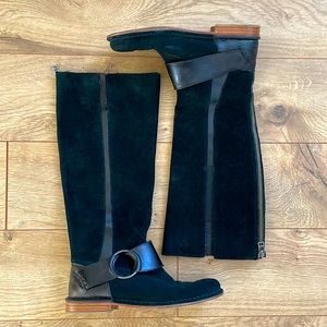 OluKai Black Suede Holo Lio Riding Boot